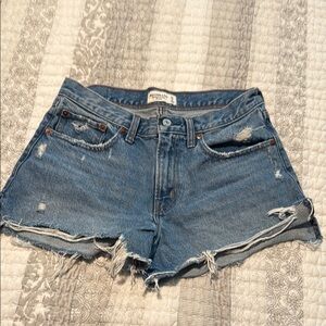 Abercrombie Women's Blue Distressed Denim Shorts